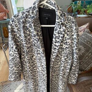 Ann Taylor XL Faux Leopard Print Wool Swing Coat